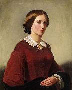 Theodor Leopold Weller Portrat einer Dame mit Brosche painting